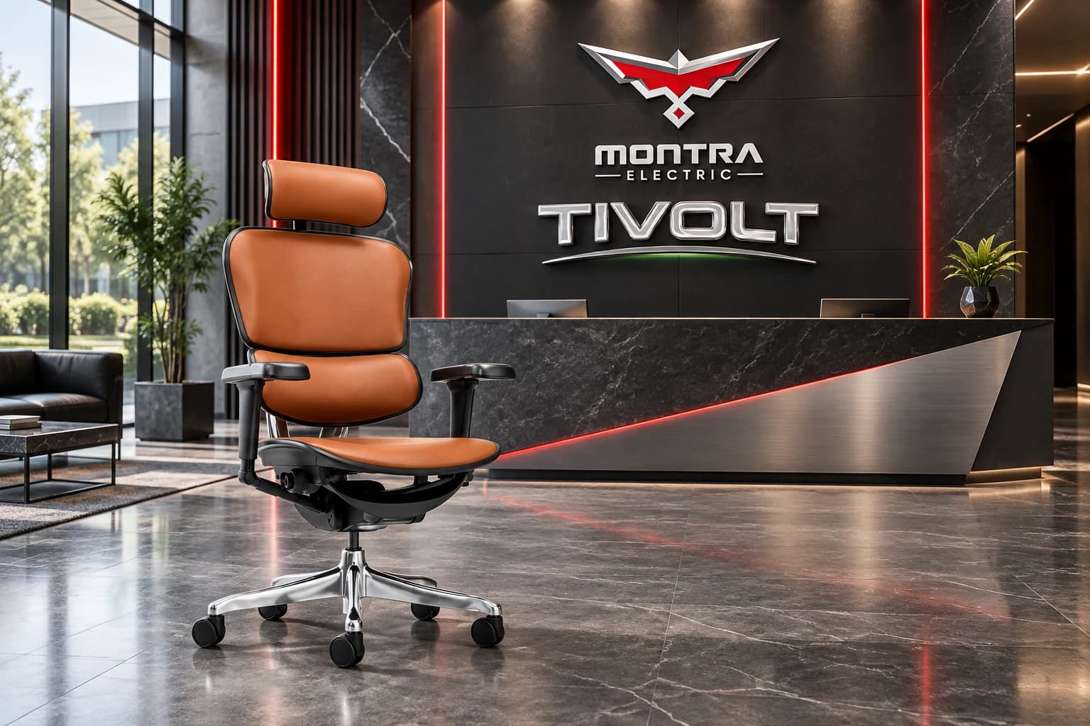 Fordel executive chair in a Montra Electric TIVOLT reception concept