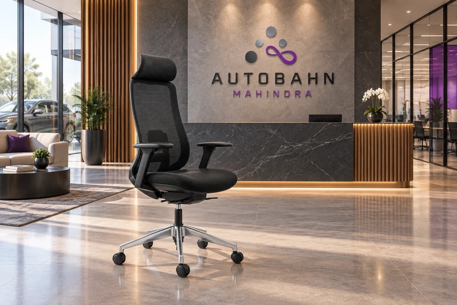 Fordel ergonomic chair in an Autobahn Mahindra reception concept