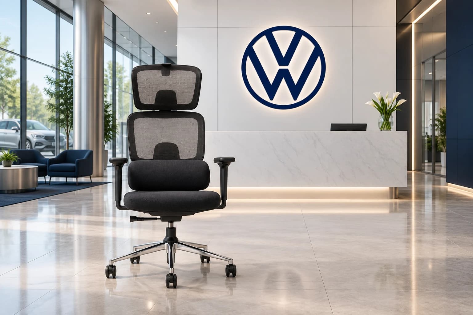 Fordel ergonomic chair in a Volkswagen reception concept